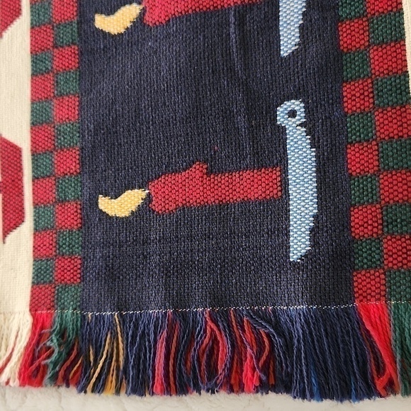 New Carpet Throw Christmas With fringe Hem Holidays Decor Vintage - Picture 4 of 11